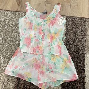 Morgan Taylor size S pink floral shirt pajama set